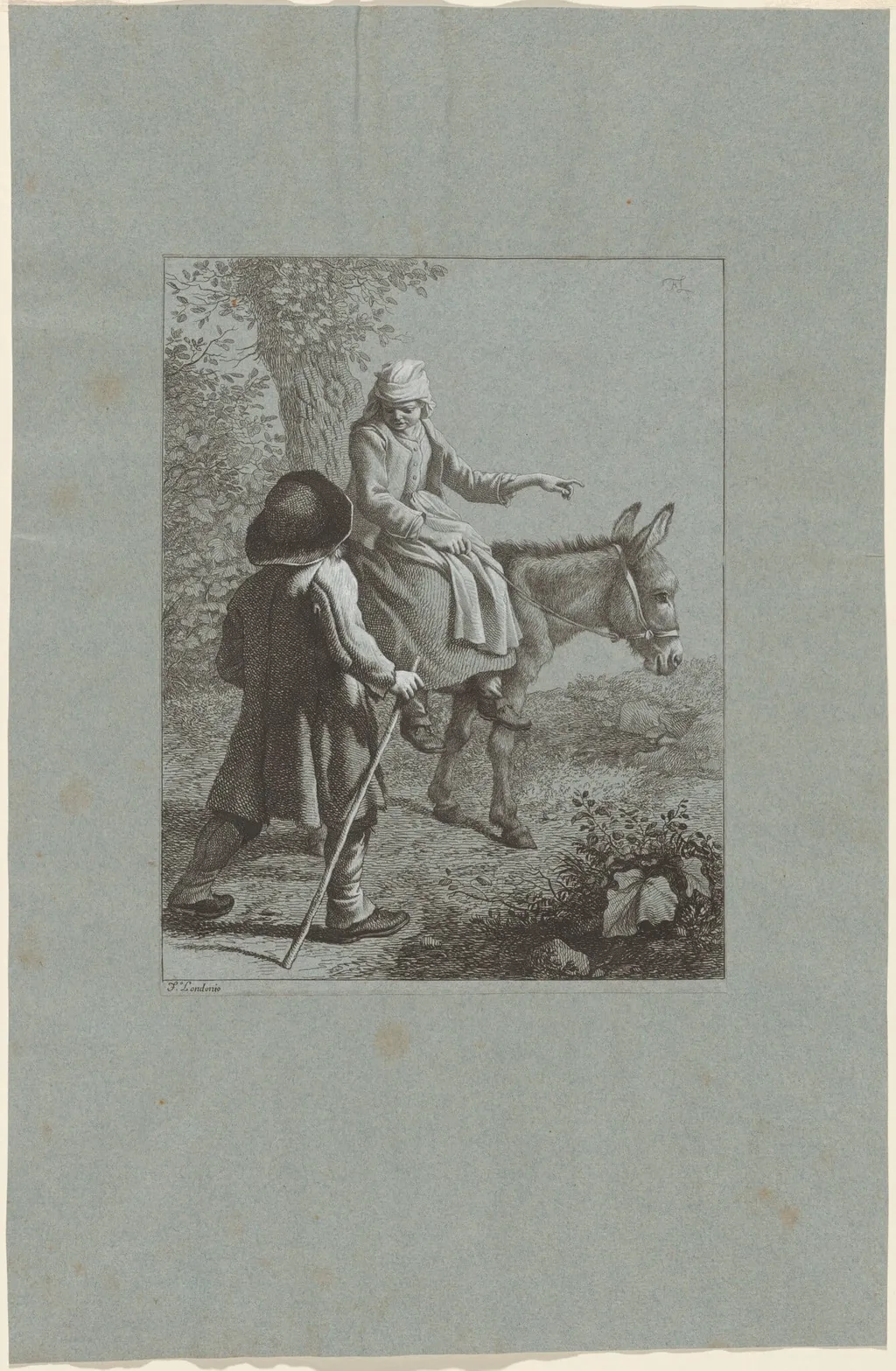 Boy and Girl with a Donkey, by Francesco Londonio, ink, 1764