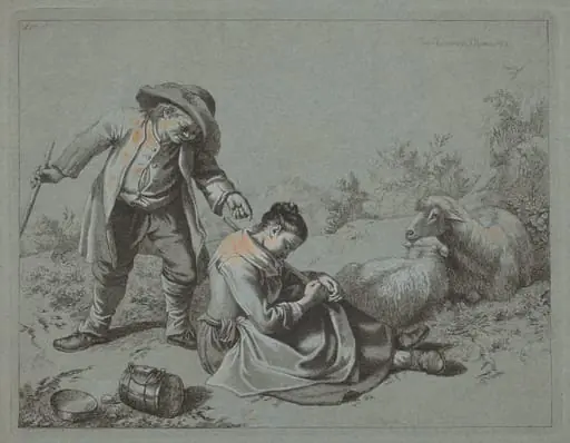 Peasant Teasing a Sleeping Girl with a Twig, by Francesco Londonio