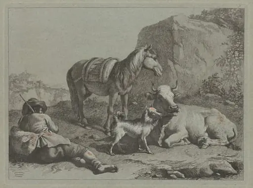 Reclining Shepherd with a Sack, by Francesco Londonio