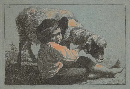 Seated Peasant Boy Holding a Sheep, by Francesco Londonio