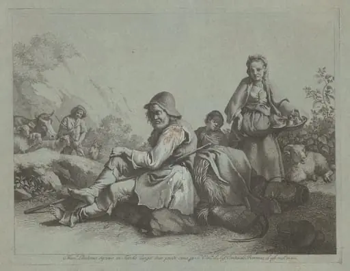 Seated Shepherd and a Peasant Woman with a Basket, by Francesco Londonio