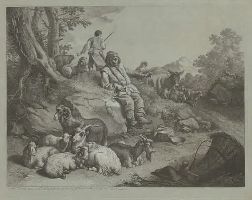 Seated Shepherd before a Flock of Goats, by Francesco Londonio