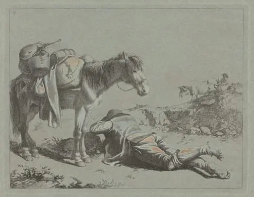 Shepherd in Repose near a Pack Horse, by Francesco Londonio