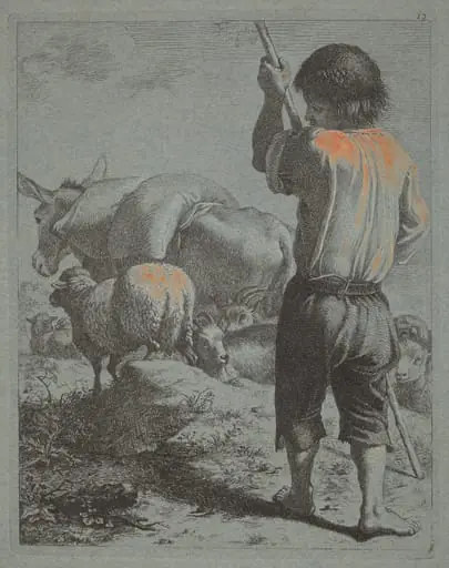 Shepherd with Donkey, Sheep and Goat, by Francesco Londonio