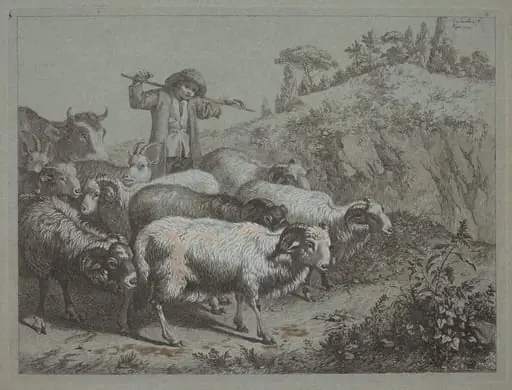 Shepherd with his Flock, by Francesco Londonio