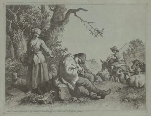 Sleeping Shepherd Boy and Woman with a Child, by Francesco Londonio