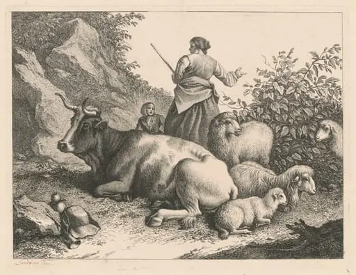 Standing Shepherdess with a Child, by Francesco Londonio