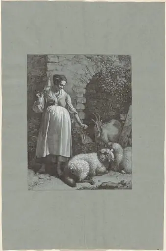 Woman Spinning Yarn by an Arch, by Francesco Londonio