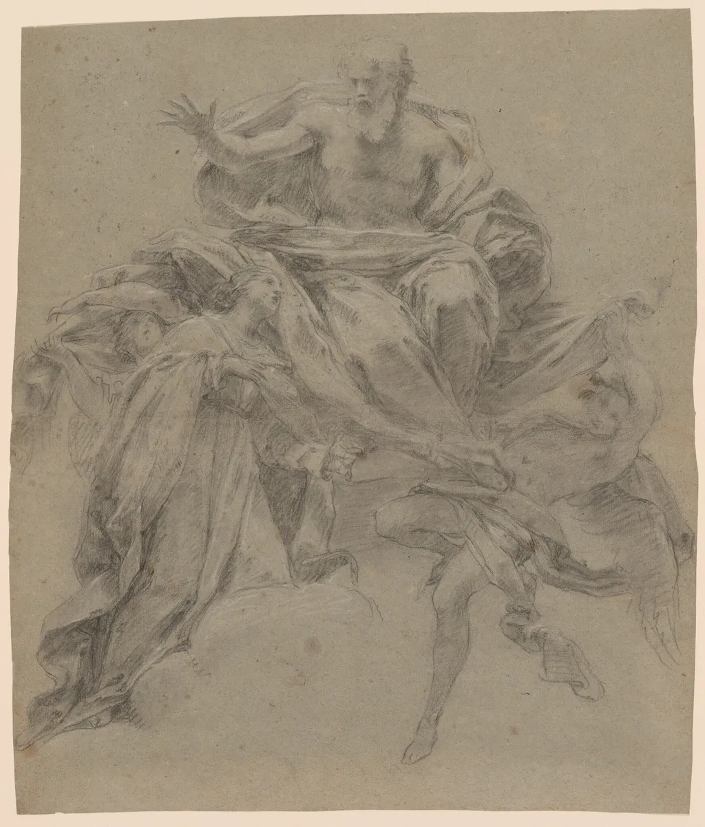 The Immaculate Conception with God the Father and Angels, by Francesco Mancini, chalk, 1739