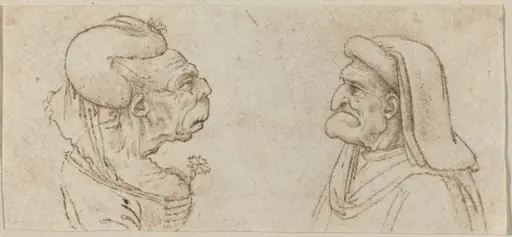 Two Grotesque Heads, by Francesco Melzi