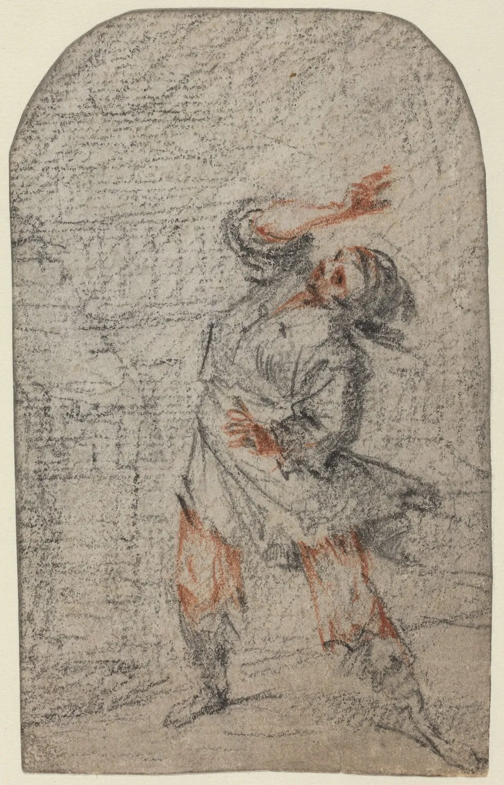Dream of a Man Fleeing, by Francesco Montelatici, chalk, 1634