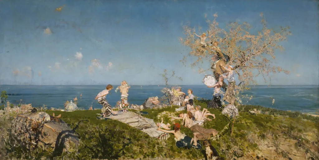 Springtime and Love, by Francesco Paolo Michetti, oil, 1878