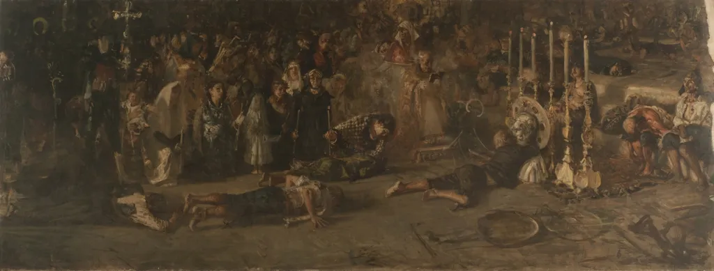 The Vote (Sketch), by Francesco Paolo Michetti, oil, 1892