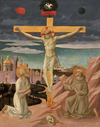 The Crucifixion with Saint Jerome and Saint Francis, by Francesco Pesellino