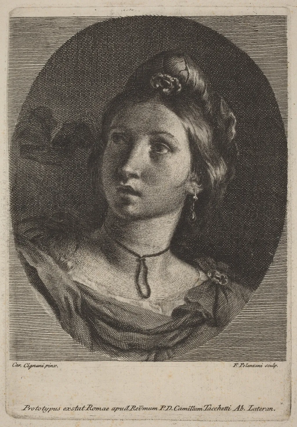 Head of a Young Woman, by Francesco Polanzani, ink, 1742
