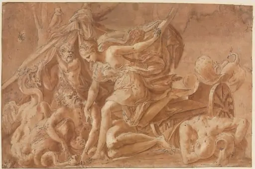 Copy after Primaticcio's Juno Awakening Sleep, by Francesco Primaticcio