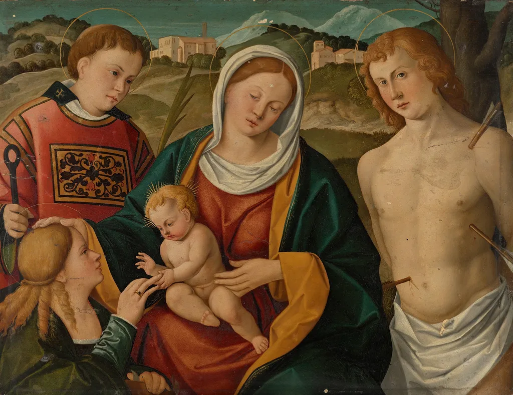 The Engagement of St. Catherine of Alexandria, by Francesco Rizzo da Santacroce, paint