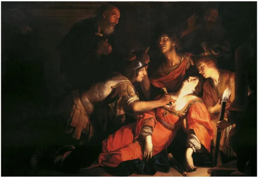 The death of Lucretia, by Francesco Rustici, oil, 1624