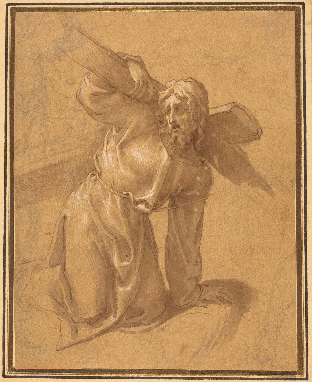 Christ Falling under the Cross, by Francesco Salviati, chalk, 1536
