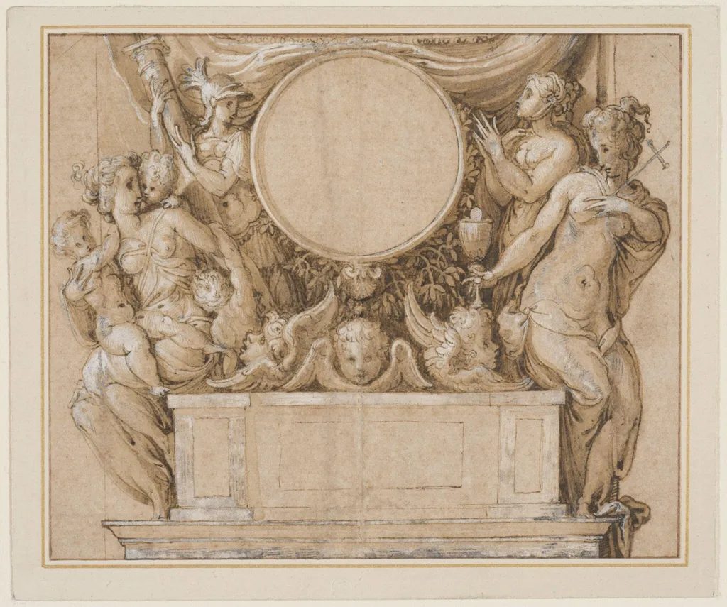 Fragments of a design for a fresco in the Palazzo Vecchio, Florence, by Francesco Salviati, 1550