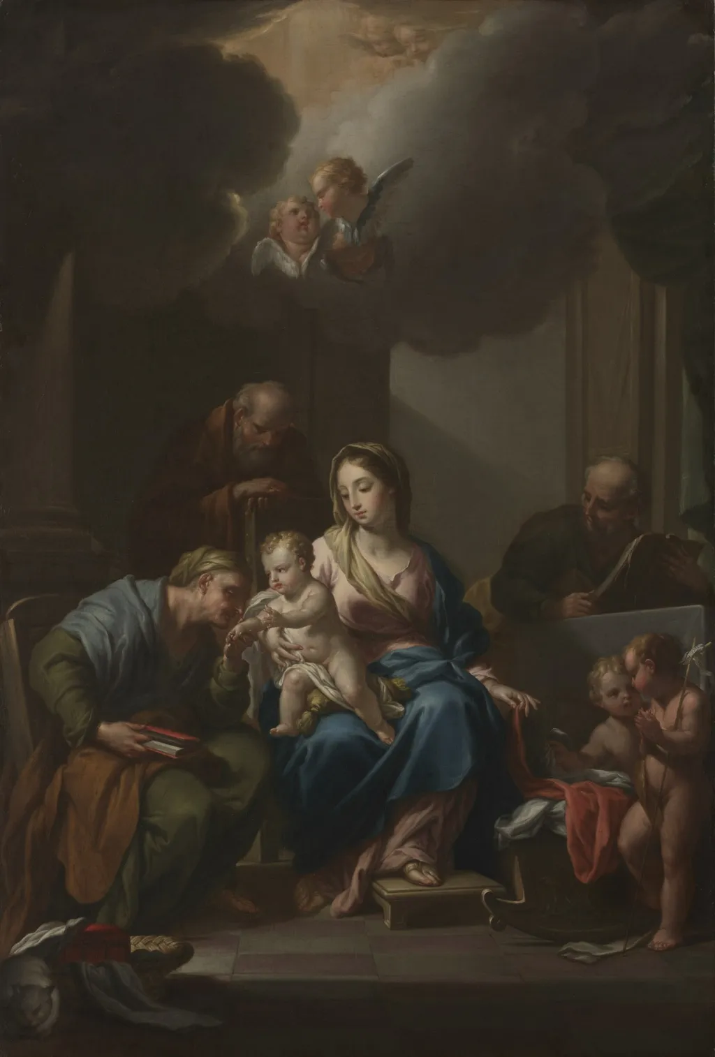 Presentation Sketch for "The Holy Family with Saints Anne, Joachim, and John the Baptist" (for Santa Maria in Via Lata, Roma), by Francesco Trevisani, oil, 1729