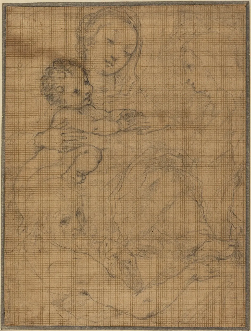 Mystic Marriage of Saint Catherine with Saint Jerome, by Francesco Vanni, chalk, 1586