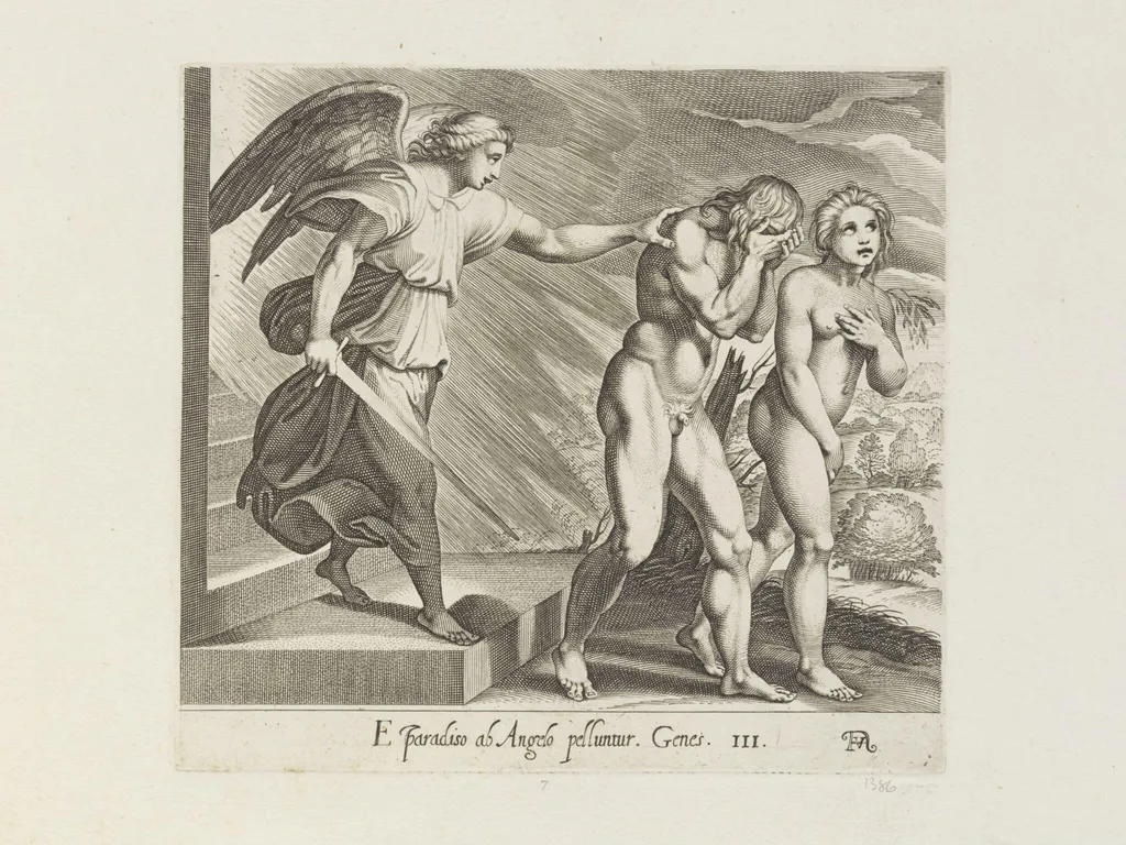 Adam and Eve driven from Paradise, by Francesco Villamena