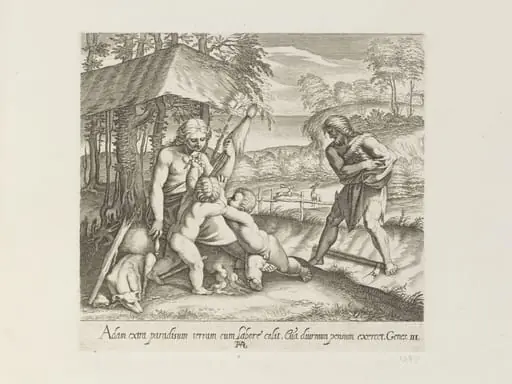 Adam cultivating the Earth, by Francesco Villamena