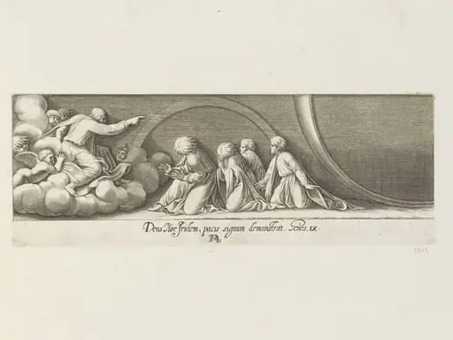 God addressing Noah and his sons, by Francesco Villamena