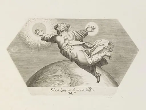 God creating the Sun and the Moon, by Francesco Villamena