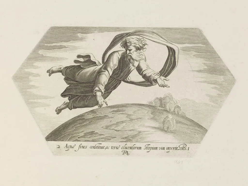 God dividing light from darkness, by Francesco Villamena