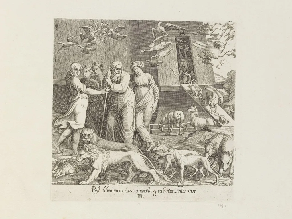 Noah and his family leaving the Ark, by Francesco Villamena