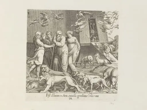 Noah and his family leaving the Ark, by Francesco Villamena
