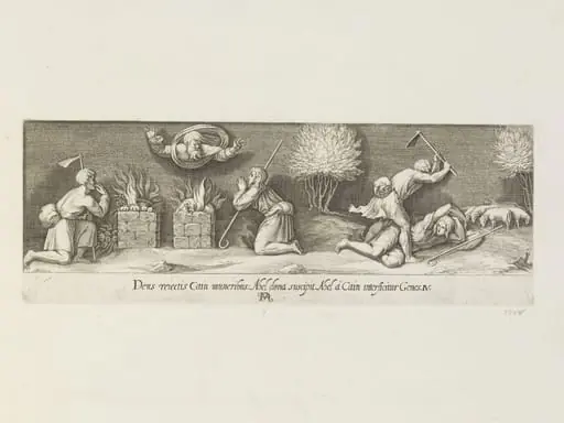 The sacrifices of Cain and Abel, and the death of Abel, by Francesco Villamena
