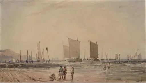 French coast, with fishing boats, by Francia