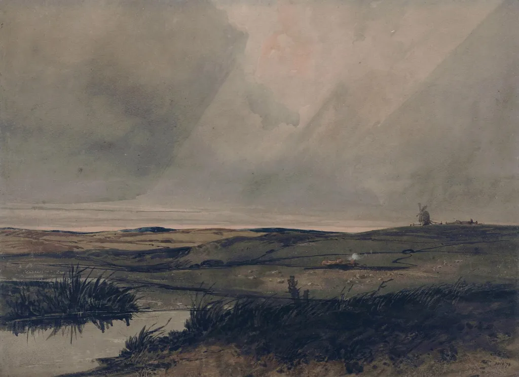 Moor with windmill, by Francia, watercolor, 1790