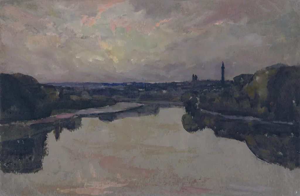 River - Sunset, by Francis Armstrong, watercolor, 1870