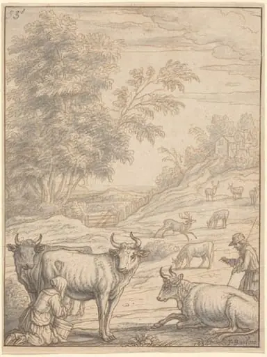 A Meadow with Cattle and Deer, by Francis Barlow