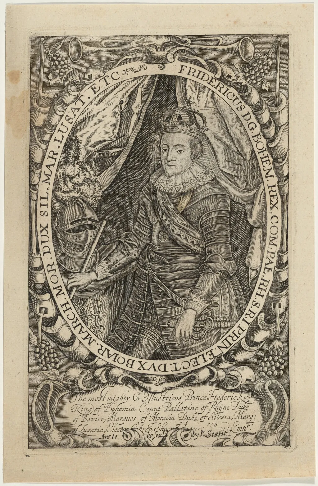 Fredericus D.G. Bohem. Rex (Frederick V, Kingof Bohemia), by Francis Delaram, ink, 1608