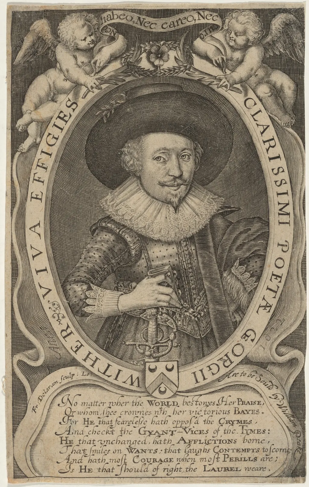 Georgii Wither (George Wither), by Francis Delaram, ink, 1608