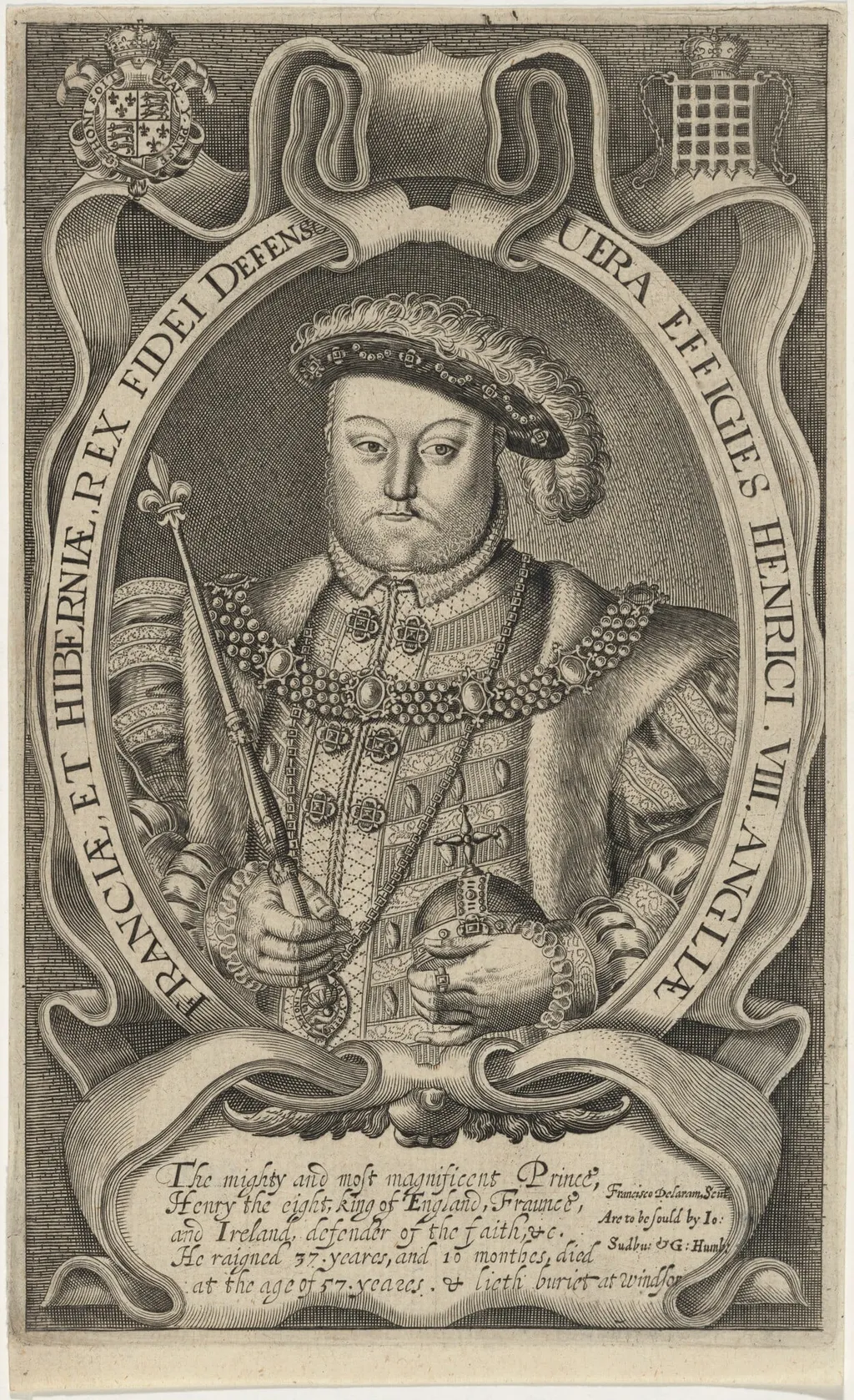 Henrici VIII Angliae, Franciae et Hiberniam Rex (King Henry VIII), by Francis Delaram, ink, 1608