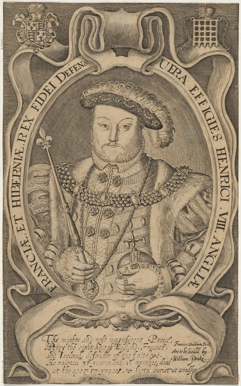 Henrici VIII Angliae, Franciae et Hiberniam Rex (King Henry VIII), by Francis Delaram, ink, 1608