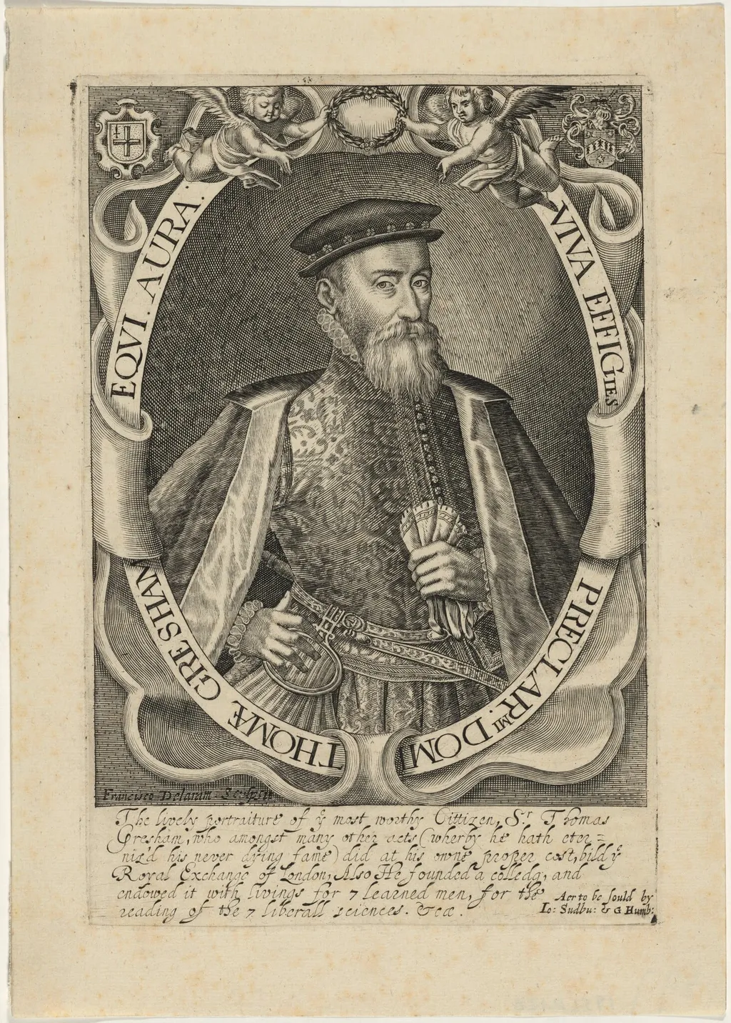 Sir Thomas Grisham, by Francis Delaram, ink, 1608