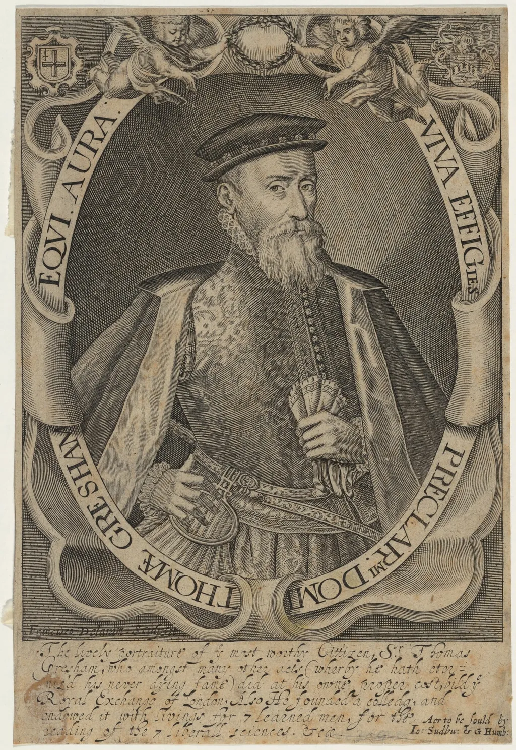 Thomae Gresham Equi. Aura (Sir Thomas Gresham), by Francis Delaram, ink, 1608
