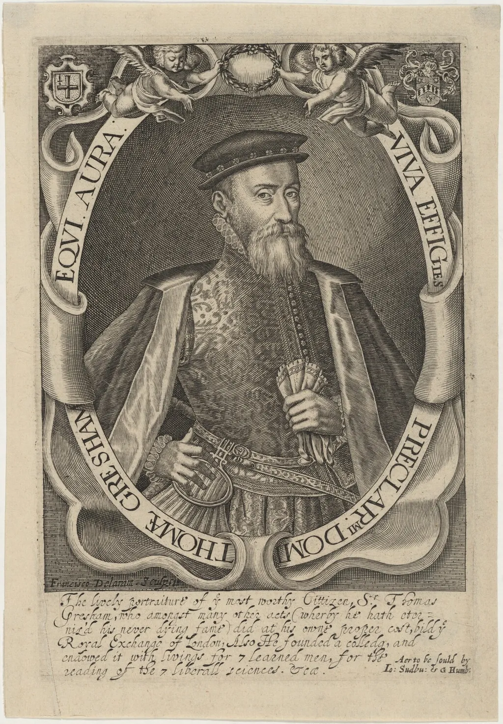 Thomae Gresham Equi. Aura (Sir Thomas Gresham), by Francis Delaram, ink, 1608