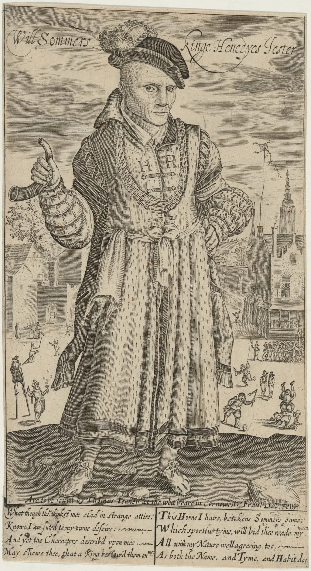 Will Sommers, Kinge Henryes Jester, by Francis Delaram, ink, 1608