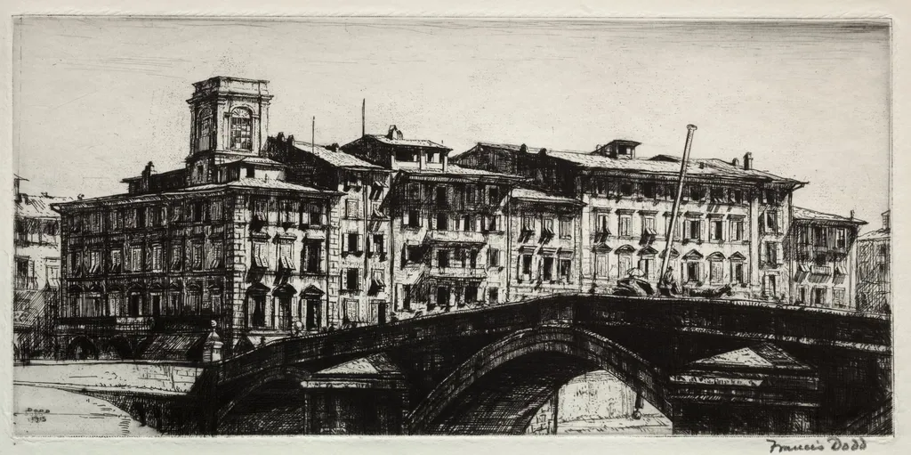 Ponte di Mezzo, Pisa, by Francis Dodd, 1915