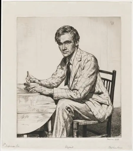 Stephen Bone Cutting a Wood Block, by Francis Dodd