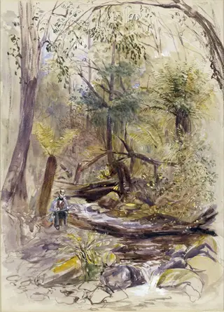 John Skinner Prout (?) Sketching in Van Diemen's Land