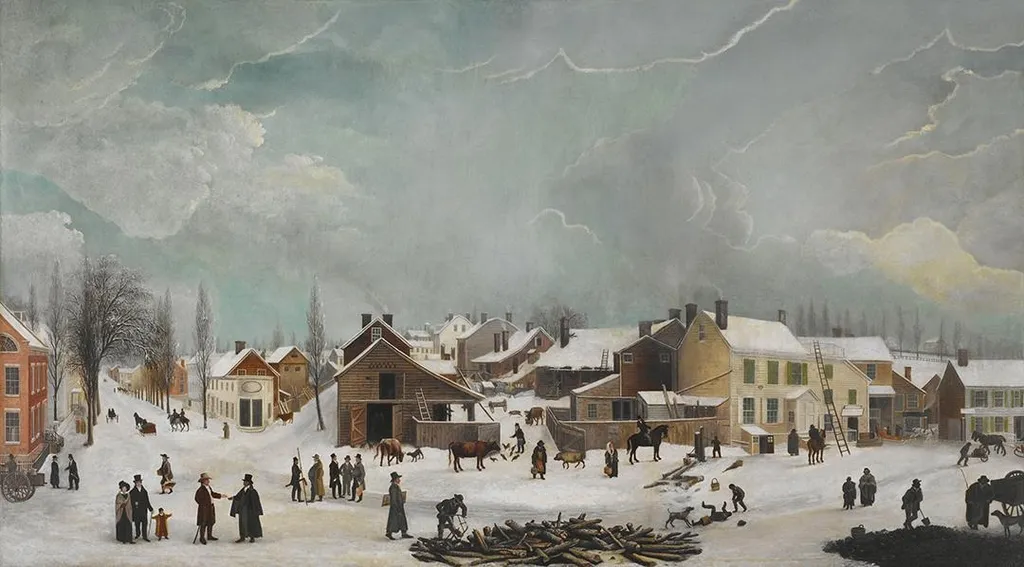 Winter Scene in Brooklyn, by Francis Guy, oil, 1820